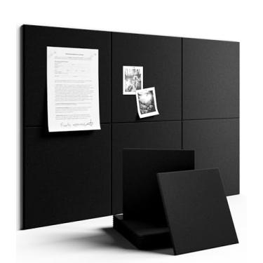 Imagem de Fluxynara Quadro de avisos grande de feltro 122 cm x 91 cm alternativo para quadro de cortiça - pacote com 6 com 40 abas adesivas removíveis seguras, quadros de cortiça para paredes, quadro de cortiça