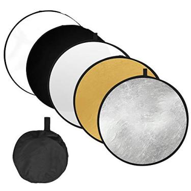 Imagem de Refletor de Luz para Fotografia 5 em 1 Multi-Disco Colapsível Estúdio com Bolsa Transporte - Translúcido Prata Ouro Branco Preto Suavizar Iluminar Aquecer Neutralizar e Bloquear