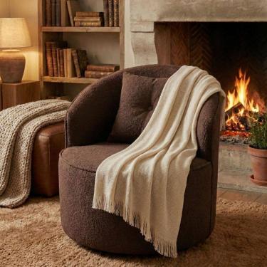 Imagem de Poltrona Orgânica Decorativa Confortável Amore Bouclê Marrom - Montanari`s Decor