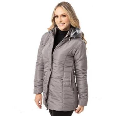 Imagem de Casaco Feminino Jaqueta Sobretudo com Capuz Removível Inverno Frio Viagem Corta Vento Acolchoado-Feminino