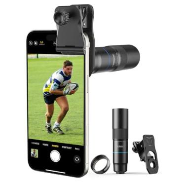 Imagem de MIAO LAB Lente teleobjetiva 10X e lente macro de 200 mm para iPhone com clipe universal