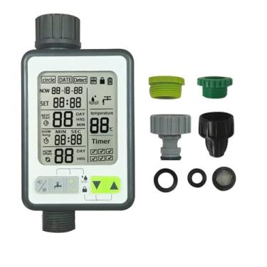 Imagem de Temporizador de irrigação automático com sensor de chuva 3 modos inteligentes para cuidados com gramado, jardim, quintal, material ABS, rosca NPT de 3/10.2 cm