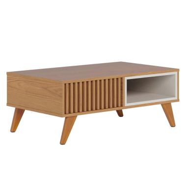 Imagem de Mesa De Centro Para Sala De Estar 01 Nicho Delta C04 Freijó Off White Matte - Lyam Decor