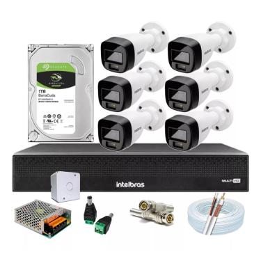 Imagem de Kit 6 Cameras Intelbras 1120 Fullcolor, Dvr 8 Canais C/ 1tb