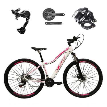 Imagem de Bicicleta Aro 29 Ksw Mwza Feminina Câmbio Shimano Alívio E Altus 27v F/hidráulico Garfo Trava - Branco/rosa Tam.17