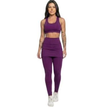 Imagem de Calça Legging Com Saia Vekyo Academia Tapa Bumbum Treino Suplex Moda Fitness Musculação-Feminino