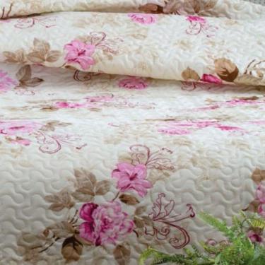 Imagem de Kit Cobre Leito Colcha Mix King Estampado Dupla Face Floral 3 Peças - Diana