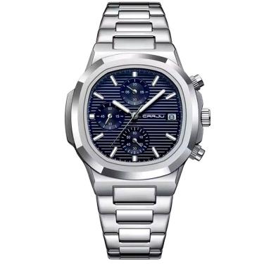 Imagem de Relógio De Pulso Masculino Analógico Com Pulseira De Aço Inoxidável Impermeável 3atm Azul