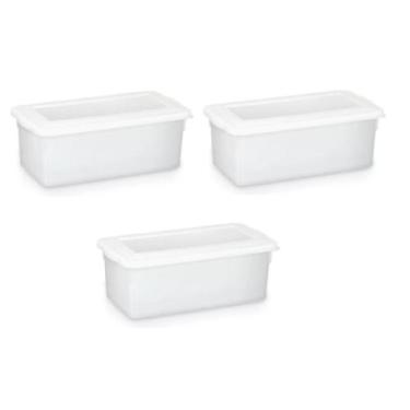 Imagem de 3 Caixas Plástica Organizadora C Tampa Branca 5 Litros 0510 - Pleion