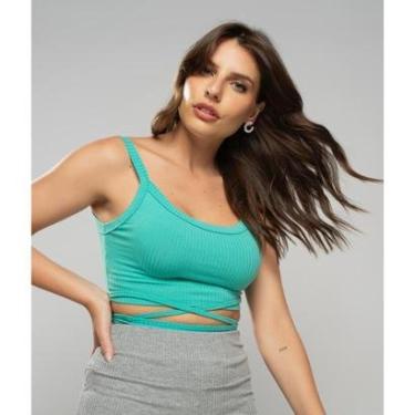Imagem de Cropped Salvatore Fashion Regata Tiras Malha Canelada Feminino-Feminino