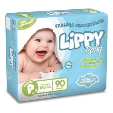 Imagem de Fralda descartavel infantil lippy baby pacotão, P, 90 unidades