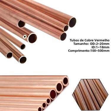 Imagem de Tubo De Cobre 2-20mm OD 1-18mm ID 100mm-500mm Comprimento Tubo Metálic
