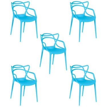 Imagem de Kit 5 Cadeiras Allegra Empilhável Com Inmetro Magazine Decor - Azul