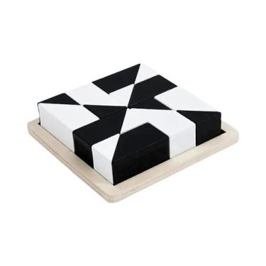 Imagem de Quebra-Cabeça De Madeira Branco E Preto Tangram Para Crianças, Brinque
