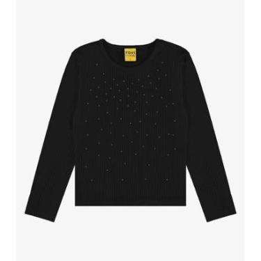 Imagem de Blusa Manga Longa Com Aplicação Strass Rovi Kids Preto-Feminino
