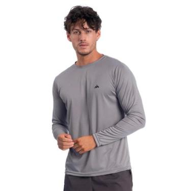Imagem de Camiseta Masculina Manga Longa Mezul Básica Proteção Solar UV, Cinza, 