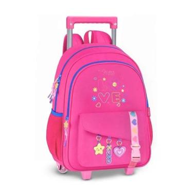Imagem de Kit Cacau Haxkar Mochila Rodinhas com Lancheira e Estojo -, Rosa