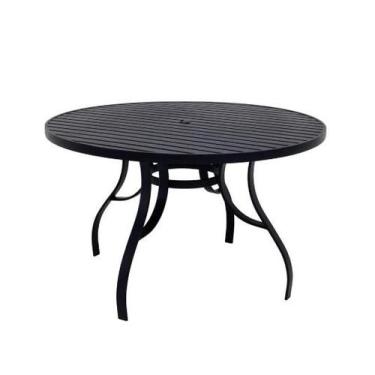Imagem de Mesa 1,20m Redonda Tampo Ripado Alumínio Area Externa Sala - Sarah Móv