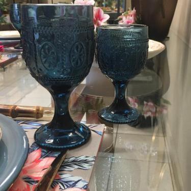 Imagem de Taça Em Vidro Azul Marbella BTC - Un, Vinho 160ml