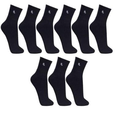 Imagem de Kit 9 Meia Masculina Lupo Cano Medio Sport Par Original 3245, Preto, G