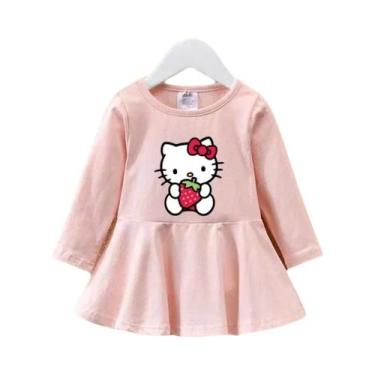 Imagem de Vestido De Manga Longa Para Meninas Com Estampa Da Hello Kitty, Roupa 