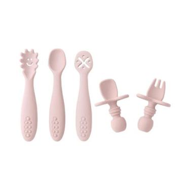 Imagem de Conjunto De Talheres De Silicone Para Bebês Com 5 Peças, Utensílios De