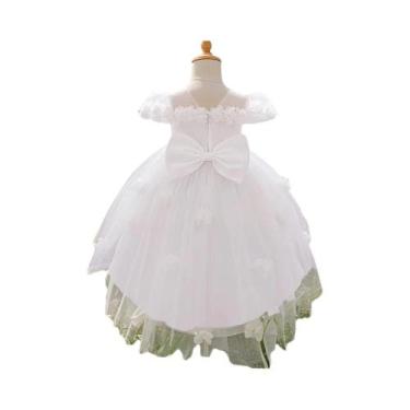 Imagem de Vestido De Festa Para Menina Com Laço De Flor, Vestido Fofo Para Cerim