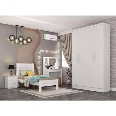 Imagem de Guarda Roupa Solteiro 4 Portas 2 Gavetas - Amsterdam-neve - Tcil Móveis