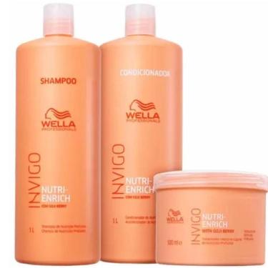 Imagem de Kit Wella Invigo NutriEnrich Shampoo, Condicionador 1 Litro e mascara 