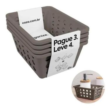Imagem de Kit Cestas Organizadoras Pequenas 1,2 Litros Linha One Coza, Warm Gray