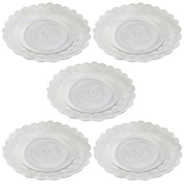 Imagem de Conjunto De Pratos Rasos De Vidro 5 Unidades Luxo Para Bolos Pudins E Sobremesas