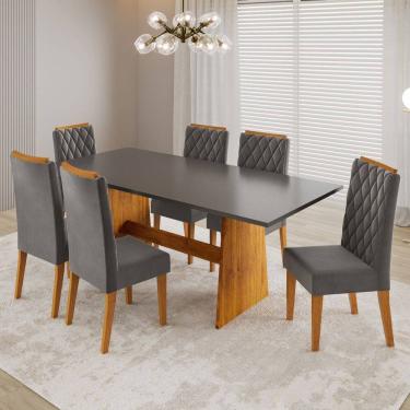 Imagem de Mesa de Jantar 6 Lugares Kalina Marrom/Cinza - Viero Móveis
