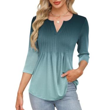 Imagem de Blusa túnica FreshNight LUYAA manga 3/4 com decote em V feminina M pre