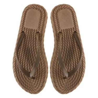Imagem de Chinelo Sandalia Feminina Tranças Confortavel Elegante Ocre-Feminino