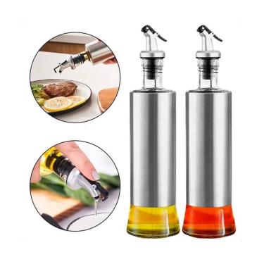 Imagem de Galheteiro Azeite Vinagre Shoyu 300ml Vidro Aço Inox Dosador