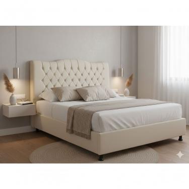 Imagem de Cabeceira Romana Cama Box Queen 160 Fixação na Parede em Madeira Maciça com Veludo Suede Bege