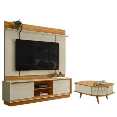 Imagem de Estante Home Theater Siena Sem Pés Com Mesa De Centro Indianápolis Cumaru Opala - Madetec