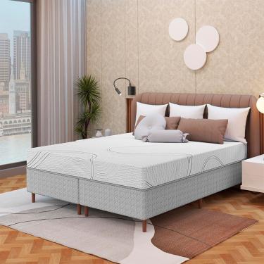 Imagem de Cama Box com Colchão Queen Viena Size Bipartida Loreto Umaflex Viscoelástico Espuma Malha 320G-M2 Branco Bartira Móveis