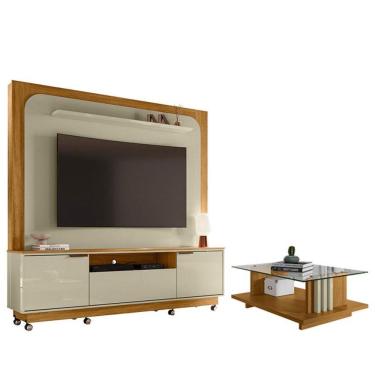Imagem de Estante Home Theater Nilo Com Rodízios Com Mesa De Centro Frizz Cumaru Opala - Madetec