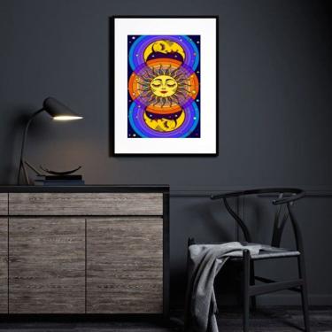 Imagem de Quadro Místico Sol E Lua Colorido - 60x48cm