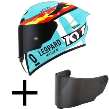 Imagem de Capacete KYT TT Course Jaume Masia Leopardo Azul Mais Viseira Fumê, 60