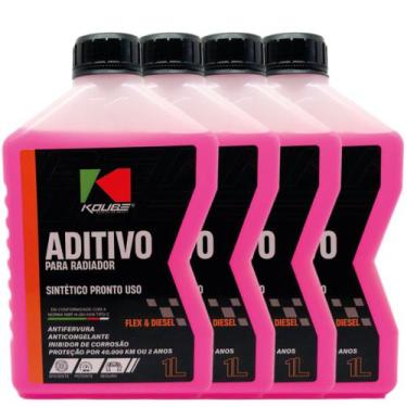 Imagem de 04 Aditivo Radiador Sintetico Koube Pronto Para Uso Rosa 1L