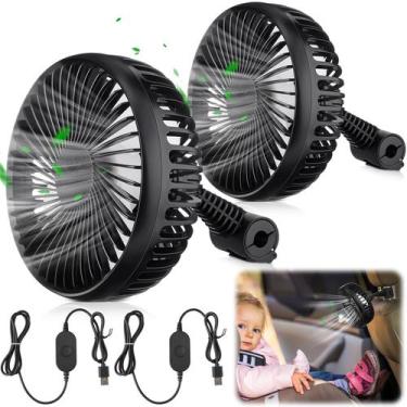 Imagem de Ventilador de carro Glooglitter 2 peças USB 360 giratório de 3 velocid