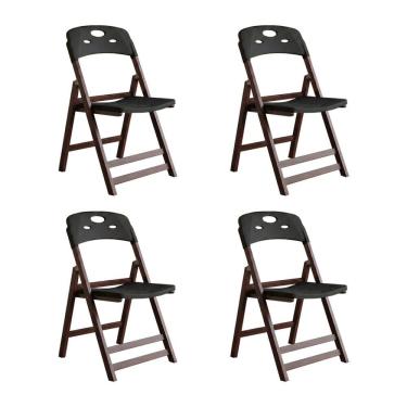 Imagem de Kit 4 Cadeiras Dobráveis Elegance Imbuia Assento em Polipropileno para Sala e Área Gour...