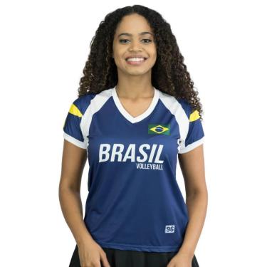 Imagem de Camisa de Vôlei Brasil Retrô 1996 Atlanta Marinho Feminina-Feminino