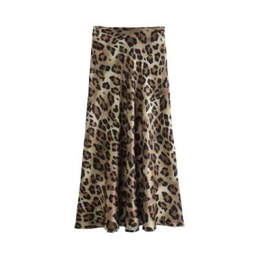 Imagem de Saia Midi Vintage com Estampa de Leopardo - Cintura Alta - Estilo Eleg