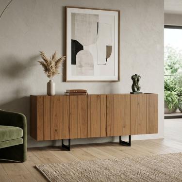 Imagem de Aparador Buffet Para Sala de Jantar 4 Portas 180cm Pés Industrial Alina N01 Cinamomo Pr...