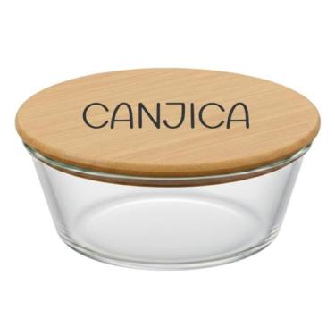 Imagem de Pote Hermético Redondo Vidro e Tampa de Bambu (930 ml) Canjica - Casa 