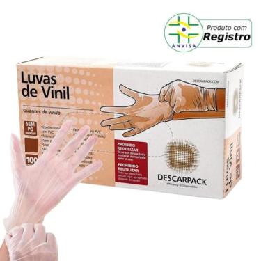 Imagem de Luva Descartável de Procedimento Vinil Sem Pó P M G 100un Descarpack, 