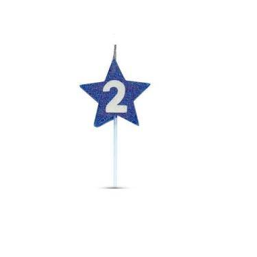 Imagem de Vela de Aniversário Star Azul - Número 2 - Curifest